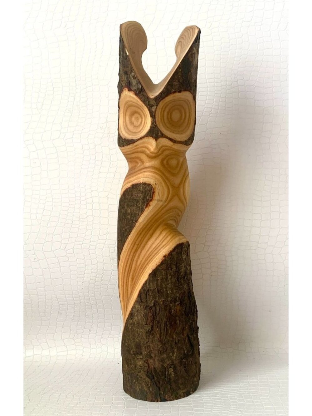 Hand Carved Wood Horned Owl First Nations Art Vintage